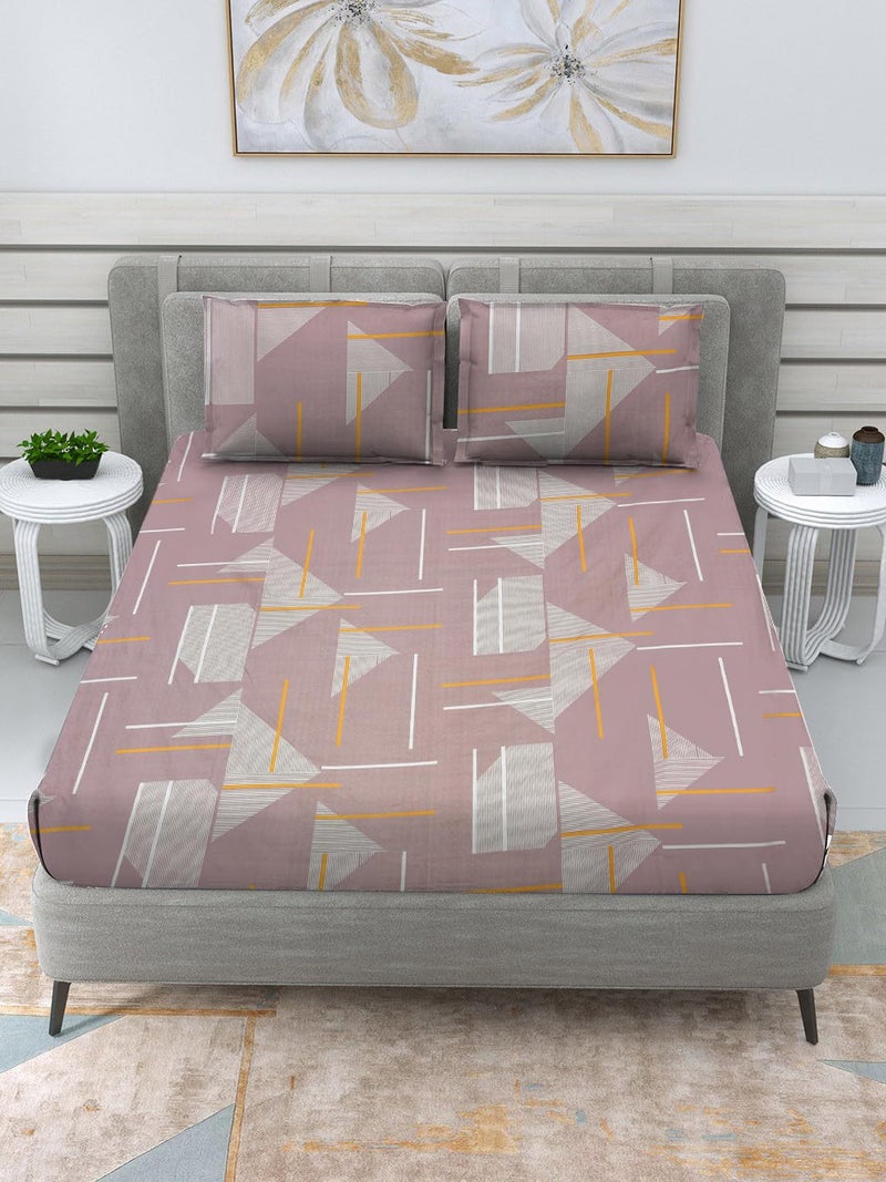 UmI. Umi Super Soft Brushed Microfiber Cotton Double Bedsheet With 2 Pillow CoversBedsheet 90X100Inches Pillow Cover 17X27Cm 144 Tc GreyPink - Image 5