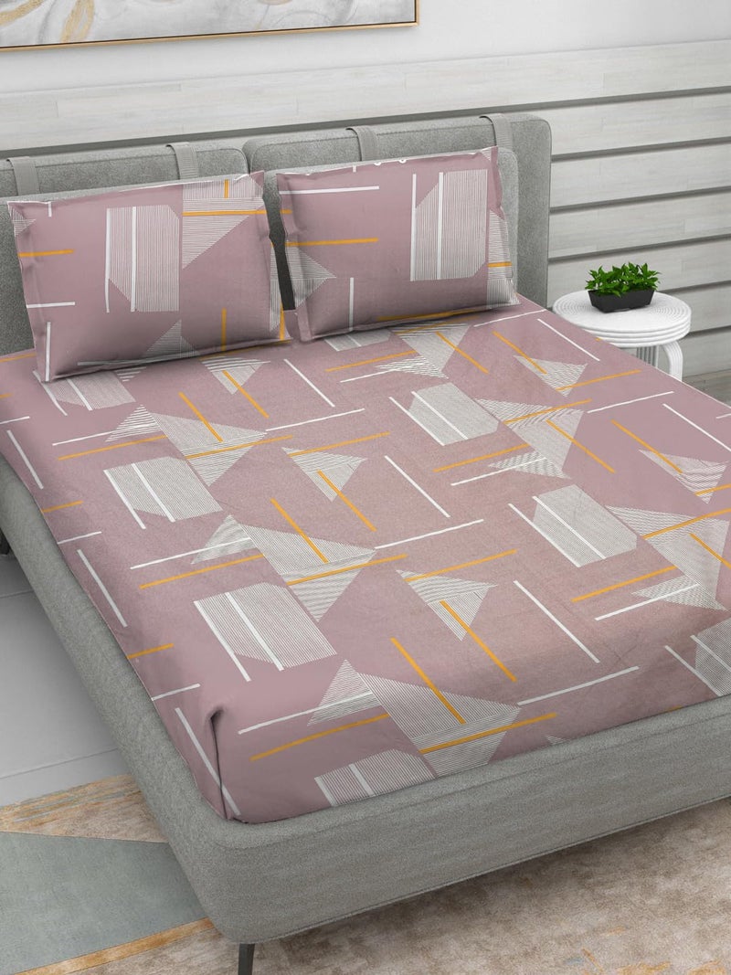 UmI. Umi Super Soft Brushed Microfiber Cotton Double Bedsheet With 2 Pillow CoversBedsheet 90X100Inches Pillow Cover 17X27Cm 144 Tc GreyPink - Image 1