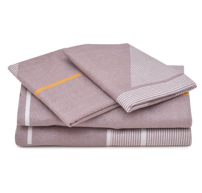 UmI. Umi Super Soft Brushed Microfiber Cotton Double Bedsheet With 2 Pillow CoversBedsheet 90X100Inches Pillow Cover 17X27Cm 144 Tc GreyPink - Image 2