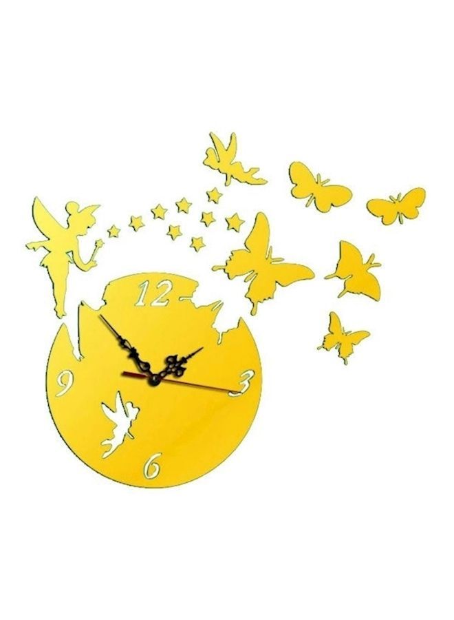 NIBEMINENT 3D Acrylic Material Removable Butterfly Elf Pattern Wall Clock Multicolour - Image 1
