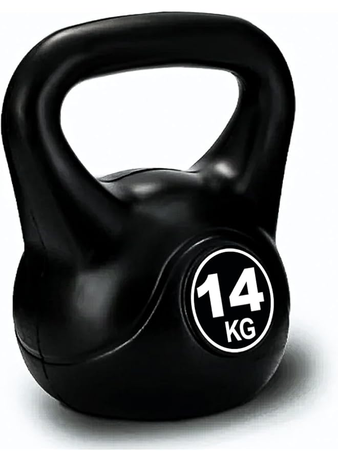 Sky Land Fitness Vinyl Kettlebell Dumbbell Black Strength Training Weights For Home Gym Full Body Exercises Kettlebell 14Kg - Image 1