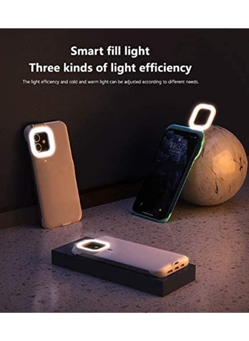 Generic - Phone Case with Built in Selfie Ring Light, 3 Ring Light Modes Rechargeable Portable Illuminate Cover Light Up For iPhone 12 For iPhone 12 Pro, Mint Green - Image 1