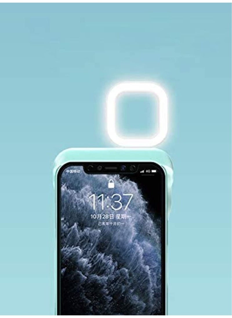 Generic - Phone Case with Built in Selfie Ring Light, 3 Ring Light Modes Rechargeable Portable Illuminate Cover Light Up For iPhone 12 For iPhone 12 Pro, Mint Green - Image 1