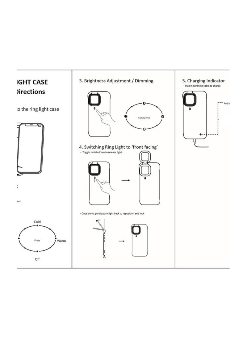 Generic - Phone Case with Built in Selfie Ring Light, 3 Ring Light Modes Rechargeable Portable Illuminate Cover Light Up For iPhone 12 For iPhone 12 Pro, Mint Green - Image 1
