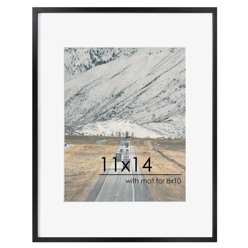FLYJOE 11x14 Picture Frame 11 by 14 Metal Picture Frame With Mat For 8x10 14x11 Frame Aluminum Plexiglass And Hanging Hardware Included 11x14 Poster Frame Black - Image 2