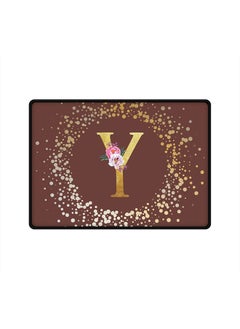 Designer Gaming Mouse Pad  Anti-Skid Mousepad Large Keyboard Mouse Pad Desk Mat Custom Monogram Initial Letter Floral Pattern Alphabet - Y  (Brown)