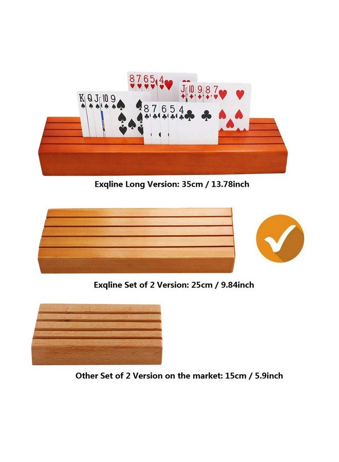 Exqline Exqline Wood Playing Card Holders Tray Racks Organizer Set of 2 for Kids Seniors Adults - 9.84In 3.1Inch Latest Version Portable Enough for Bridge Canasta UNO Card Playing  - Image 2