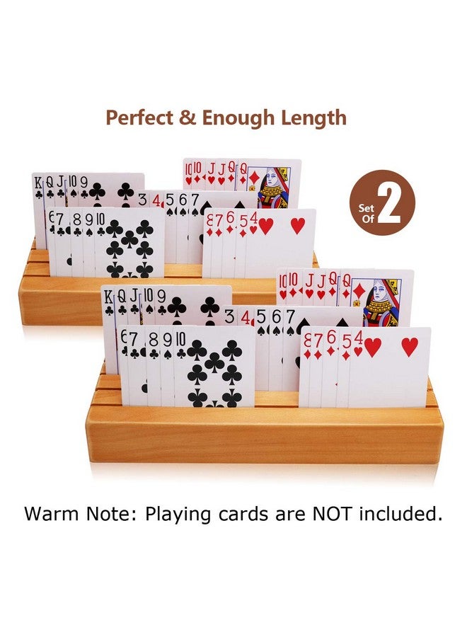 Exqline Exqline Wood Playing Card Holders Tray Racks Organizer Set of 2 for Kids Seniors Adults - 9.84In 3.1Inch Latest Version Portable Enough for Bridge Canasta UNO Card Playing  - Image 3