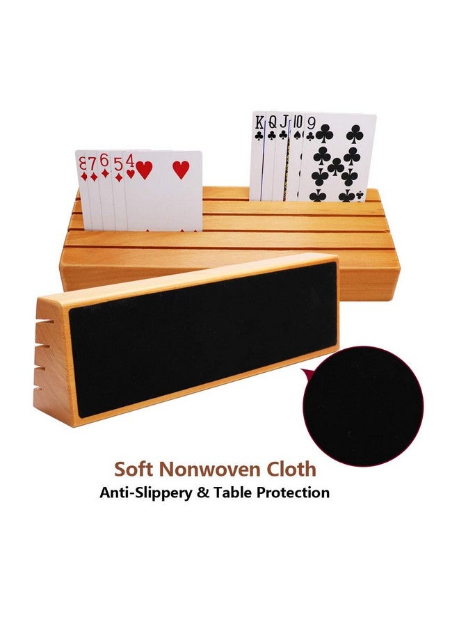 Exqline Exqline Wood Playing Card Holders Tray Racks Organizer Set of 2 for Kids Seniors Adults - 9.84In 3.1Inch Latest Version Portable Enough for Bridge Canasta UNO Card Playing  - Image 5