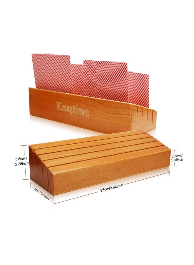 Exqline Exqline Wood Playing Card Holders Tray Racks Organizer Set of 2 for Kids Seniors Adults - 9.84In 3.1Inch Latest Version Portable Enough for Bridge Canasta UNO Card Playing  - Image 4