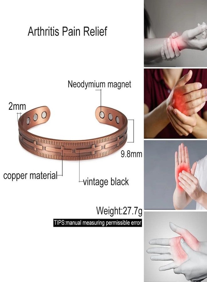 EDMIRIA Pure Copper Magnetic Kada for Men & Women | Real Copper Adjustable Cuff Bracelet with 6 Strong Magnets | Healing Therapy Jewelry for Pain Relief, Energy Balance, Wellness & Stylish Gift(Christian Cross) - Image 4