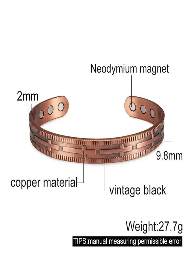 EDMIRIA Pure Copper Magnetic Kada for Men & Women | Real Copper Adjustable Cuff Bracelet with 6 Strong Magnets | Healing Therapy Jewelry for Pain Relief, Energy Balance, Wellness & Stylish Gift(Christian Cross) - Image 3