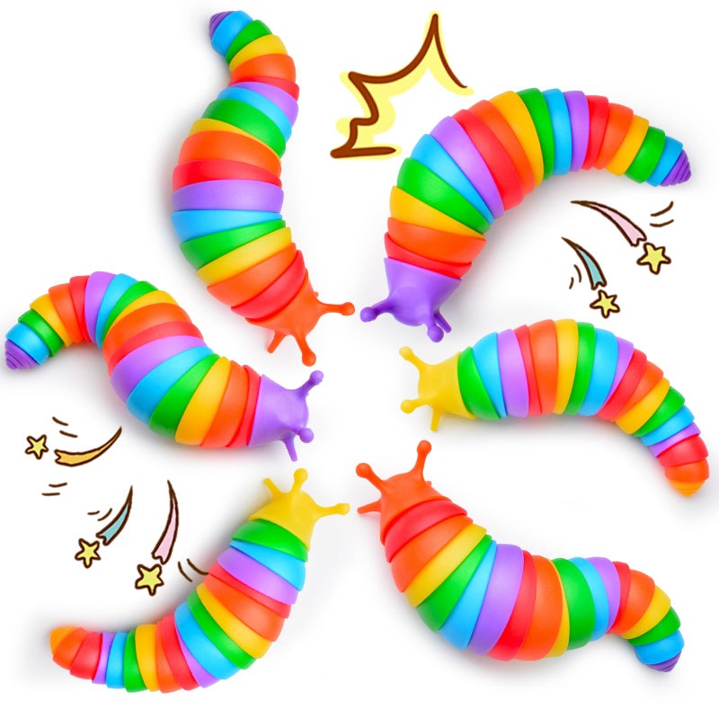 Cevioce Easter Basket Stuffers for Kids 6PCS Slug Fidget Toys Bulk Easter Gifts for Boy Girl Toddler 3 Sensory Figette Worm for Adults Stress Relief for Autism ADHD Autistic Travel Toys B - Image 3