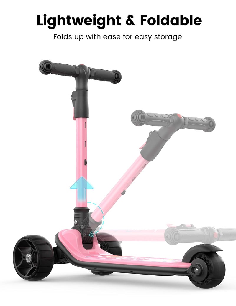 besrey Kick Scooter for Kids Ages 3-10, 3-Wheel Folding Scooter with Adjustable Height, LED Light Wheels, Extra Wide Deck for Outdoor Activities - Image 4