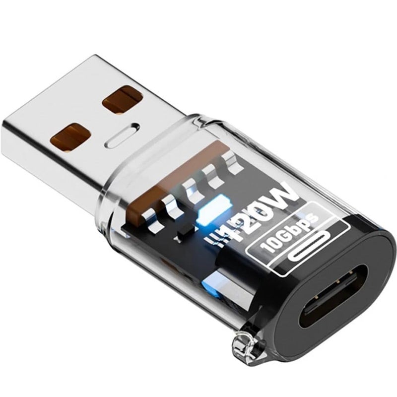 Tobo USB 3.2 Type C Female to USB Male OTG Adapter PD120W Fast Charging OTG Type C Adapter, 10Gbps High-Speed Data Transfer for Phone 16/16 Pro/16 Pro Max/15 Series, iPad Air TD-1441CC (Tansparent) - Image 1