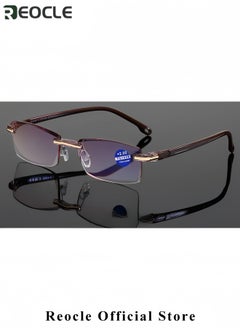 REOCLE Reading Glasses HD Anti-Blue Diamond Cut Edge Frameless Reading Glasses Computer Reader for Men Women  - Image 2