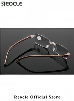 REOCLE Reading Glasses HD Anti-Blue Diamond Cut Edge Frameless Reading Glasses Computer Reader for Men Women  - Image 3