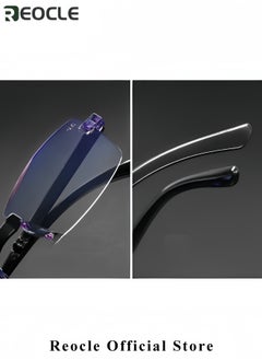 REOCLE Reading Glasses HD Anti-Blue Diamond Cut Edge Frameless Reading Glasses Computer Reader for Men Women  - Image 5