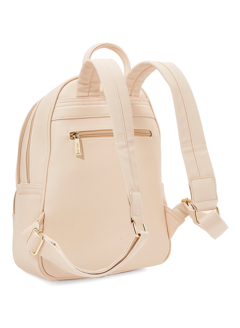 NIBEMINENT - Faux Leather Backpack Beige - Image 1