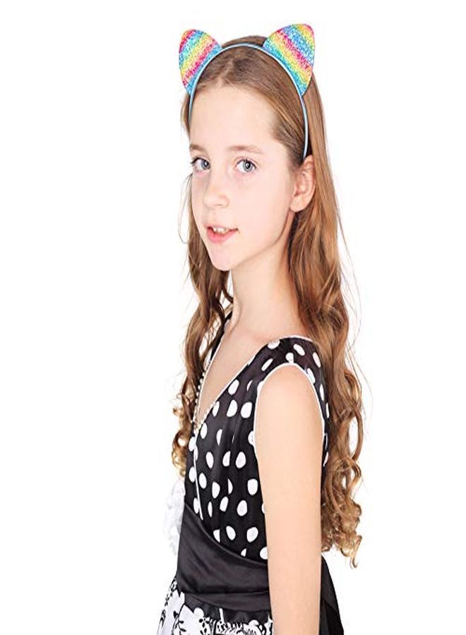 Beinou Glitter Cat Ears Headband 8 Pcs Kitty Headband For Girls And Women Sparkly Glitter Hair Metal Hoop Shiny Hairbands Hair Accessories For Daily Wearing And Party Decoration  - Image 3
