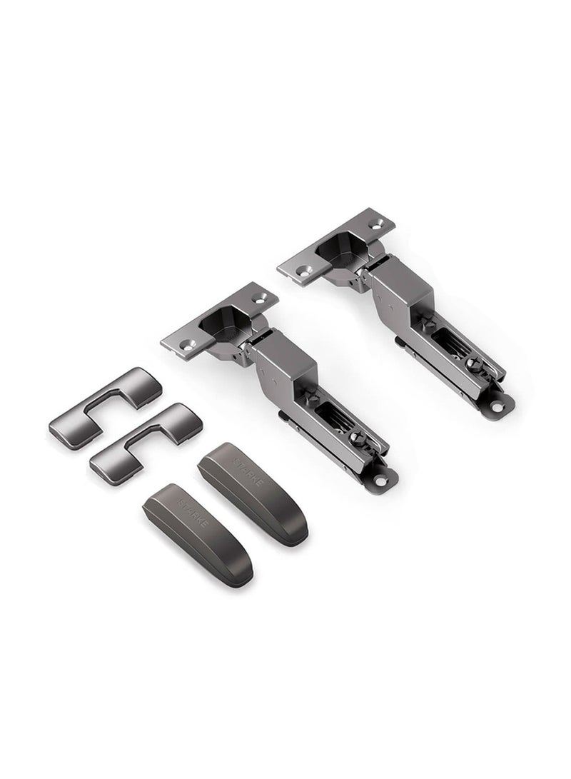 STARKE Pack of 2  Inset Soft Close Cabinet Wingless Hinge -Black Electroplated, 95 Degree Opening Angle, 16-25mm Application, Strong Hydraulic System - Grey Protective Cover & Screws included. - Image 1