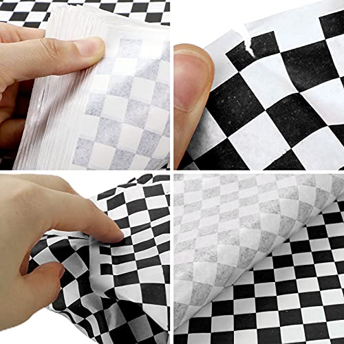 Oomcu 200 Sheets Black and White Checkered Dry Waxed Deli Paper Sheets, Paper Liners for Plastic Food Basket, Special for Wrapping Bread and Sandwiches(11.5''x11.5'') - Image 4