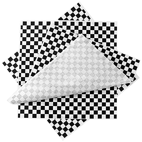 Oomcu 200 Sheets Black and White Checkered Dry Waxed Deli Paper Sheets, Paper Liners for Plastic Food Basket, Special for Wrapping Bread and Sandwiches(11.5''x11.5'') - Image 3