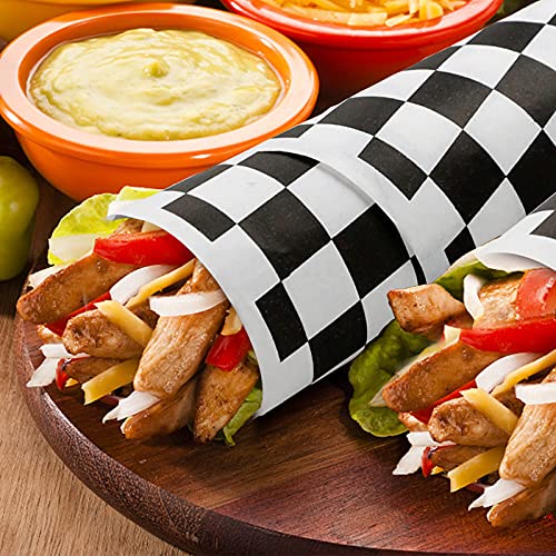Oomcu 200 Sheets Black and White Checkered Dry Waxed Deli Paper Sheets, Paper Liners for Plastic Food Basket, Special for Wrapping Bread and Sandwiches(11.5''x11.5'') - Image 5