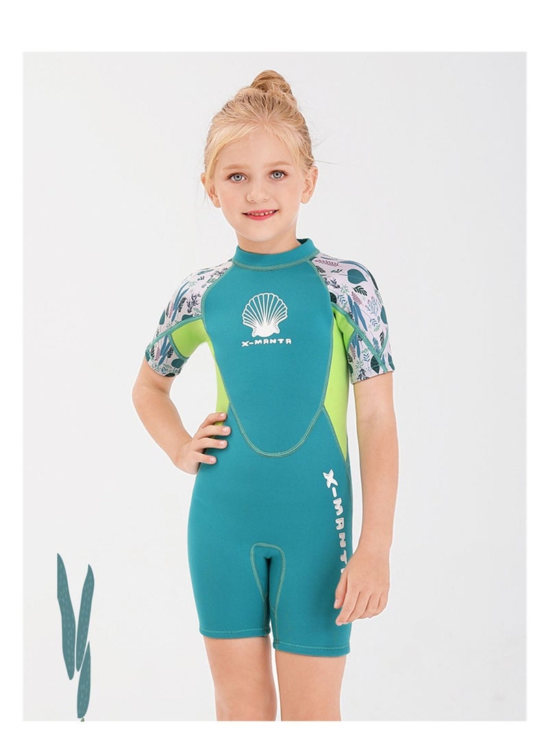 DIVE & SAIL - Keep Warm Children Diving Suit Three-layer High Elastic Wetsuit For Girls Blue - Image 1