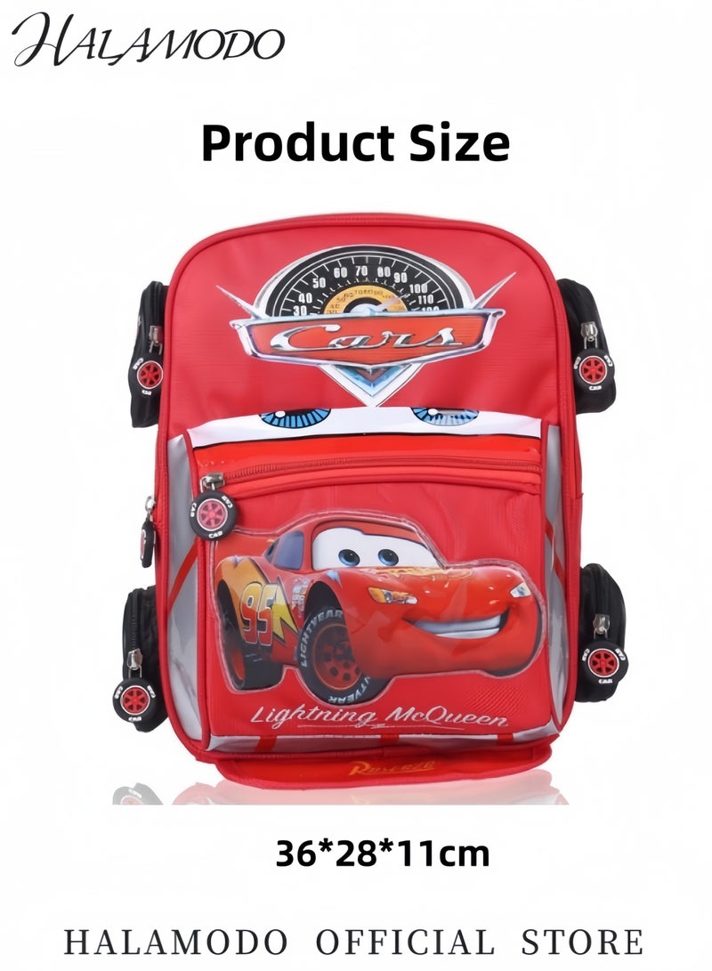 هالامودو حقيبة ظهر الأطفال حقيبة ظهر سيارة كرتونية مقاومة للماء لشاحنة كرتونية حقيبة ظهر مدرسية للأطفال الصغار مع ظهر مبطن وحزام قابل للتعديل للرعاية النهارية ومرحلة ما قبل المدرسة - Image 5