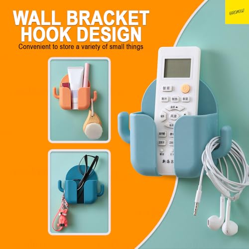 karomouj Acrylonitrile Butadiene Styrene Kma607 Wall Mount & Table Top Phone Holder Mobile Charging Stand With 2 Hook Phone Holder For Bedroom Kitchen Shelves Bathroom Office (Random Color,Pack Of 4) - Image 4