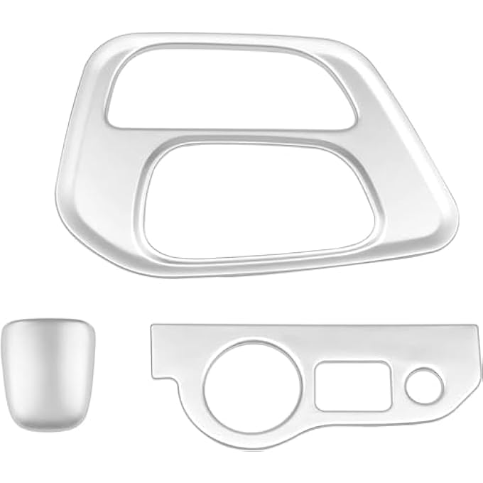 rayihni Gear Shift Panel Covers  Headlight Switch Panel Sticker  Gear Shift Trim Knob Cover Interior Accessories Compatible for 20152021 Challenger Silver - Image 2