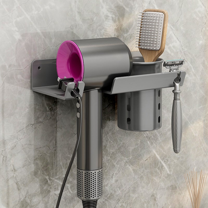 Hair Dryer Rack Punch-Free Household Bathroom Hair Dryer Rack Wall-Mounted Hair Dryer Rack Hair Dryer Comb Storage Rack - Image 2