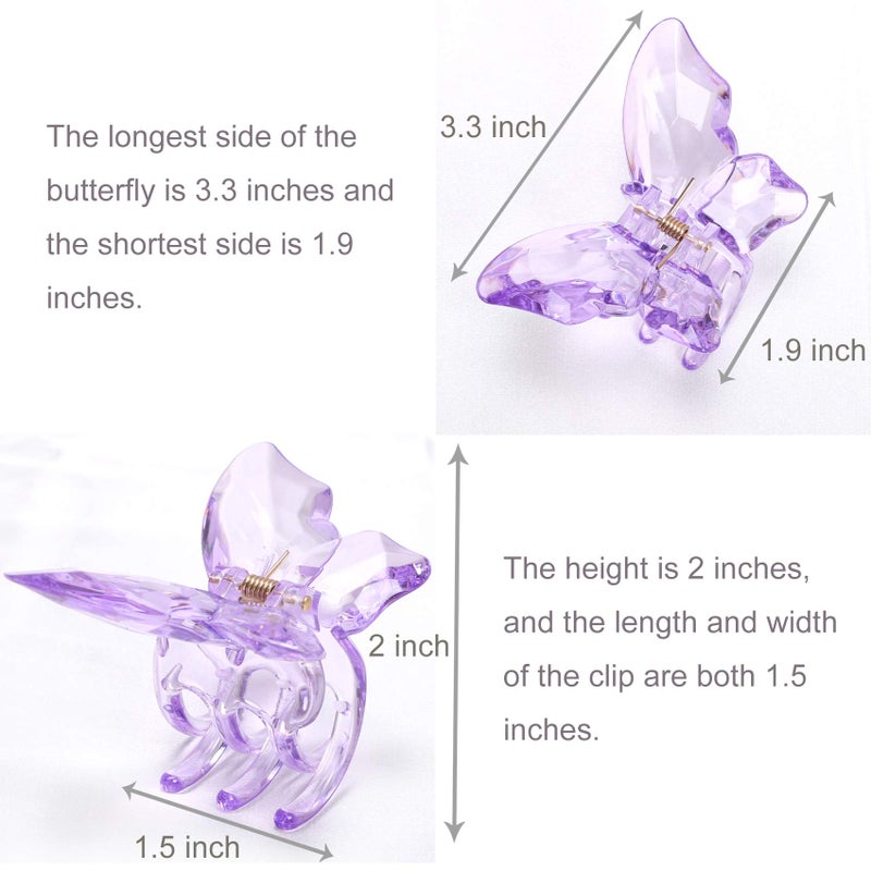 NAISIER Hair Claw Clips Jaw Clips 3.3 inch Girls Clear Butterfly Hair Clips, Beautiful Butterfly Hair Clips Hair Accessories for Girls and Women.(Large sized,5 pack) - Image 4