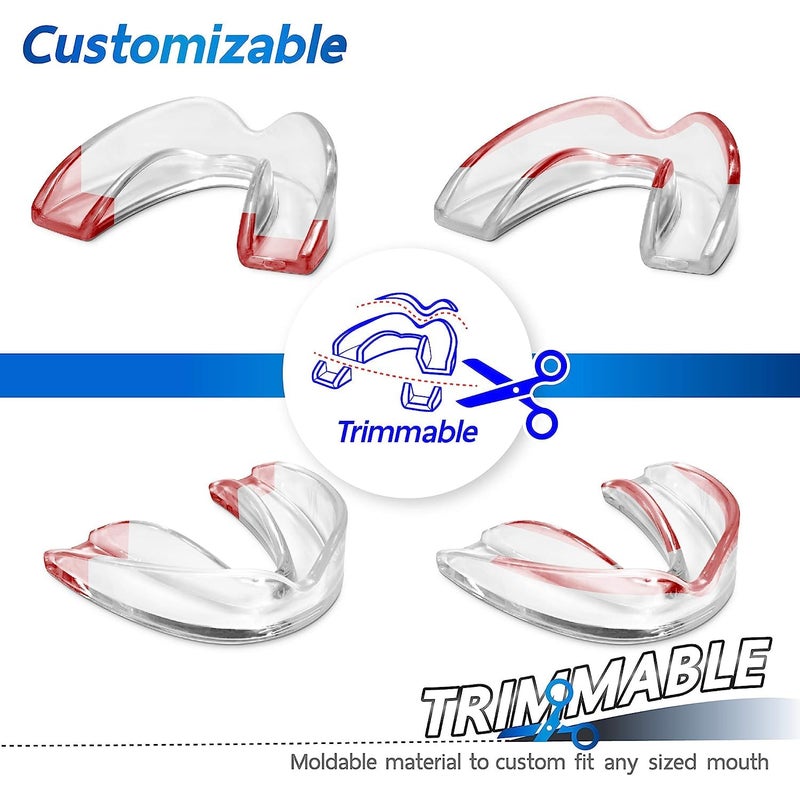LORIOUS Mouthguard - One Size Fits All Premium Set of 6 BPA Free Moldable, Customizable and Trimmable Medical Grade Mouth Guard for Grinding Teeth Clenching Bruxism, Sport Athletic, Whitening Tray - Image 2