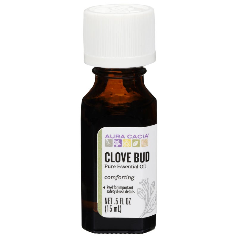 Aura Cacia 100% Pure Clove Bud Essential Oil | GC/MS Tested for Purity | 15 ml (0.5 fl. oz.) | Syzygium aromaticum
