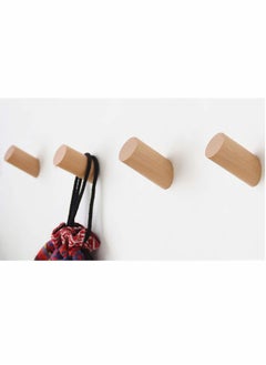 Excefore Wall Hooks, 4 Pack Natural Wood Coat Hooks Mounted, Rustic Rack Hat Robe Hook Entryway Hangers Heavy Duty for Hanging Towels, Beech  - Image 1