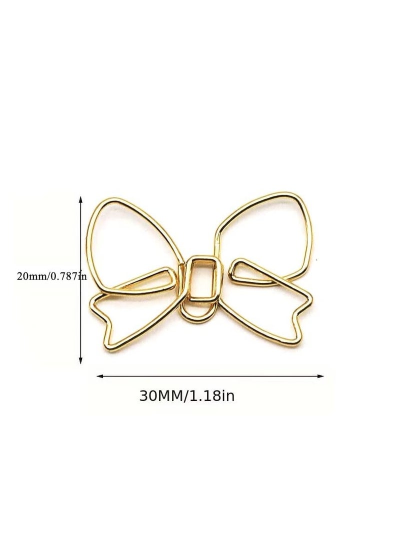 Generic 100PCS Funny Bowknot Shape Paper Clips Cute Metal Paperclips Paper Clips Bookmarks Planner Clips Decorative Bow Paperclips for School Office Home (Gold)  - Image 2