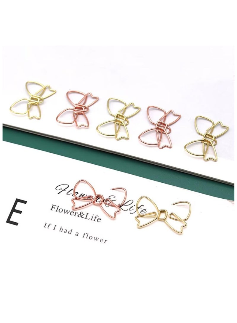 Generic 100PCS Funny Bowknot Shape Paper Clips Cute Metal Paperclips Paper Clips Bookmarks Planner Clips Decorative Bow Paperclips for School Office Home (Gold)  - Image 4