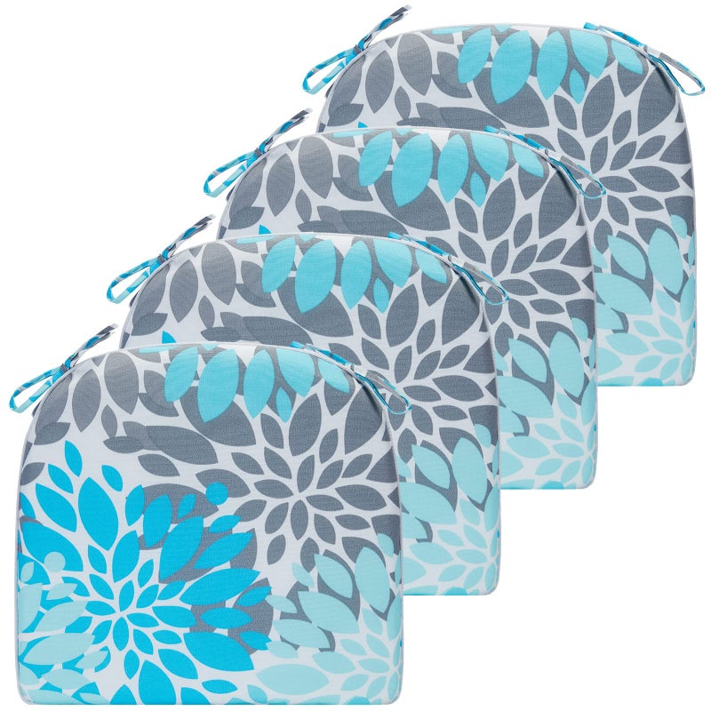 JMGBird Outdoor Chair Cushions Set of 4 Patio Cushions D16xW17 Inch with Ties Outdoor Chair Pad for Patio Furniture