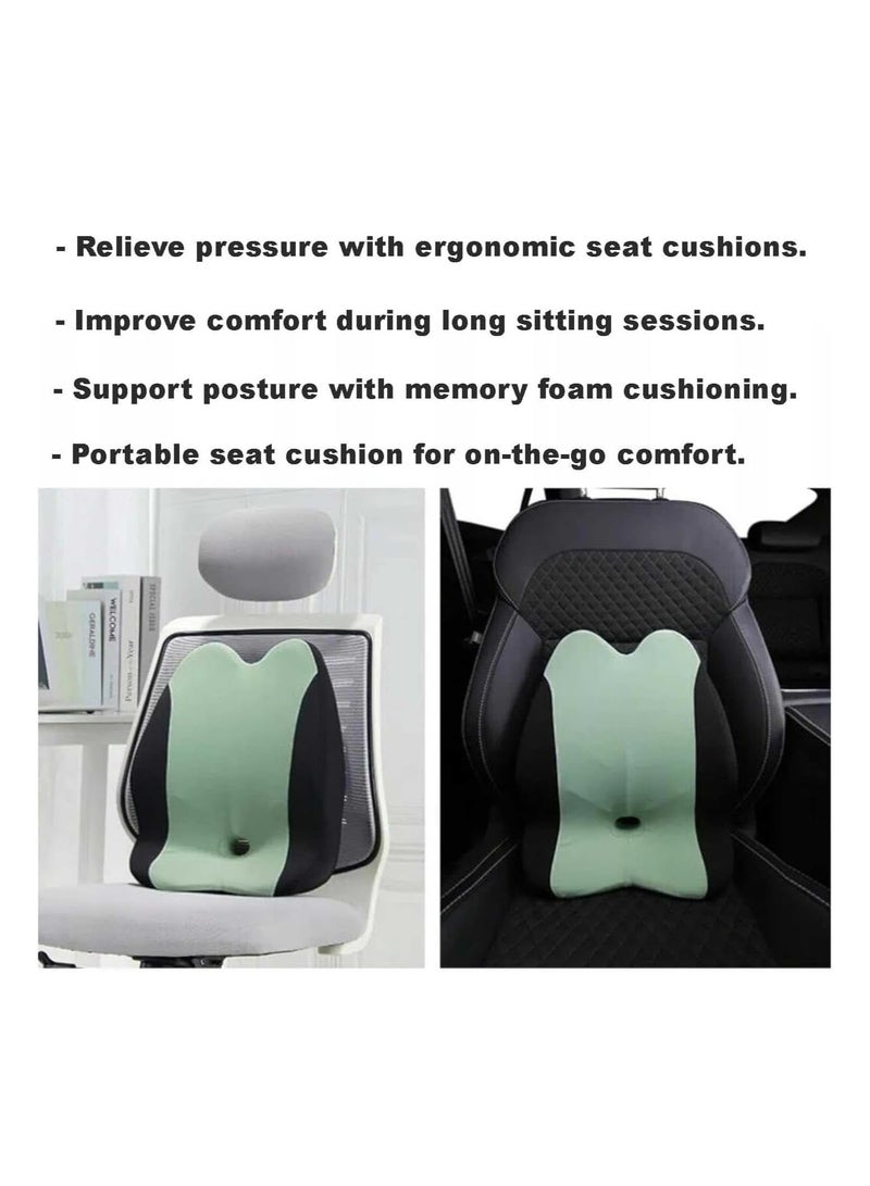 TYCOM Seat Cushion for Office Lumbar Support Pillow Chair Memory Foam Seat Cushion for Sciatica Back Support Pillow Chair Pads Reduce Tailbone Pressure Green. - Image 5