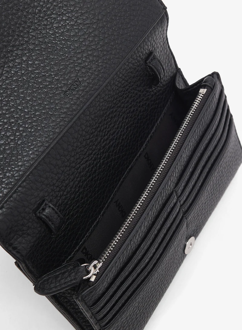 DKNY black/silver Etta Wallet On A String Crossbody for Women | Best Price UAE