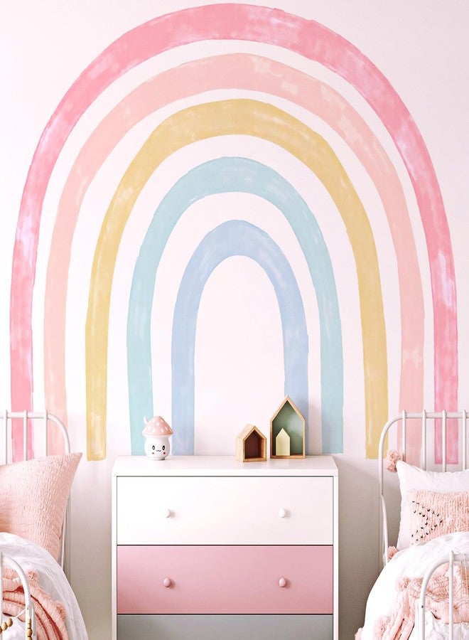 Kingarch Large Watercolor Rainbow Wall Decals, Colorful Peel and Stick Fabric Nursery Wall Decor, Removable Home Room Wall Decor Murals Stickers for Kids Girls Toddler Bedroom Living Room Playroom - Image 1