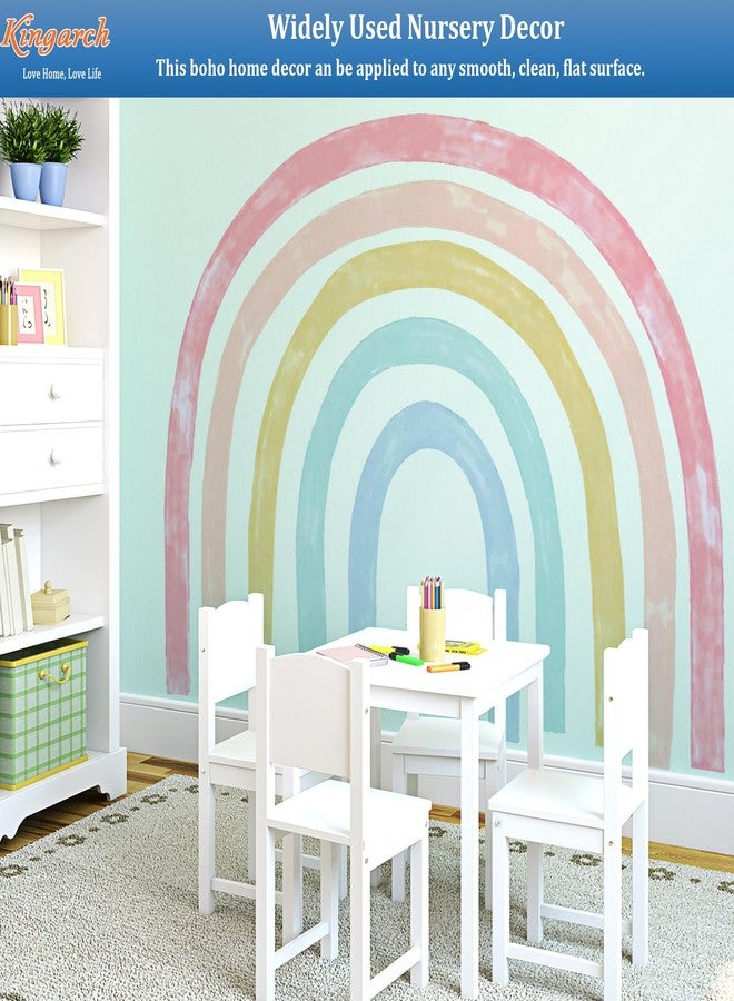 Kingarch Large Watercolor Rainbow Wall Decals, Colorful Peel and Stick Fabric Nursery Wall Decor, Removable Home Room Wall Decor Murals Stickers for Kids Girls Toddler Bedroom Living Room Playroom - Image 3