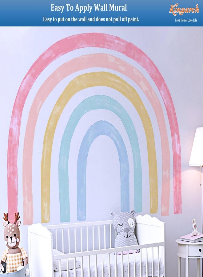 Kingarch Large Watercolor Rainbow Wall Decals, Colorful Peel and Stick Fabric Nursery Wall Decor, Removable Home Room Wall Decor Murals Stickers for Kids Girls Toddler Bedroom Living Room Playroom - Image 5