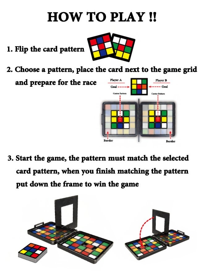 707 Games - Rubik’s Race Game, Classic Fast-Paced Puzzle Strategy Sequence Two Player Board Game, Slide and Match Brain-Teaser Puzzle Game, 2-Player Fun Speed Race Game for Kids and Adults, 23.5X15X4.8CM - Image 1