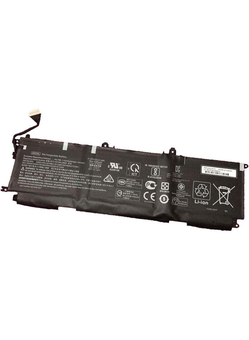 Terabyte AD03XL HSTNN-DB8D 921409-2C1 921439-855 921409-271 ADO3XL Battery Compatible for HP Envy 13-AD000 13-AD002NG 13-AD101TX 13-AD104TX 13-AD108TX 13-AD109TX Series (11.55V 51.4Wh 4450mAh) - Image 1