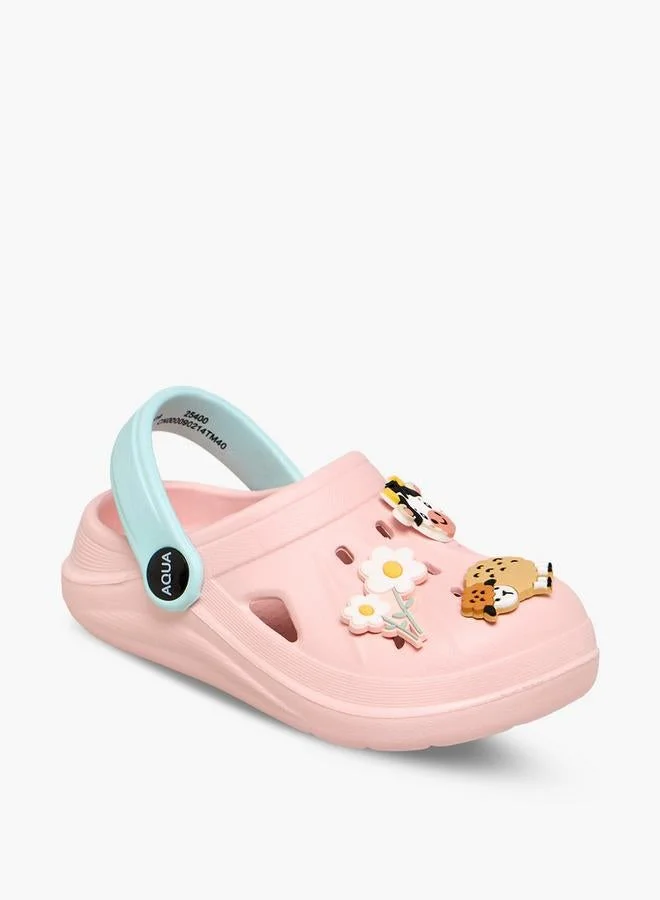 أكوا Girls Animal Applique Clogs