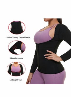 Excefore Sauna Suit for Women Sweat Body Shaper Jacket Hot Waist Trainer Long Sleeve Zipper Shirt Workout Top - XL  - Image 3