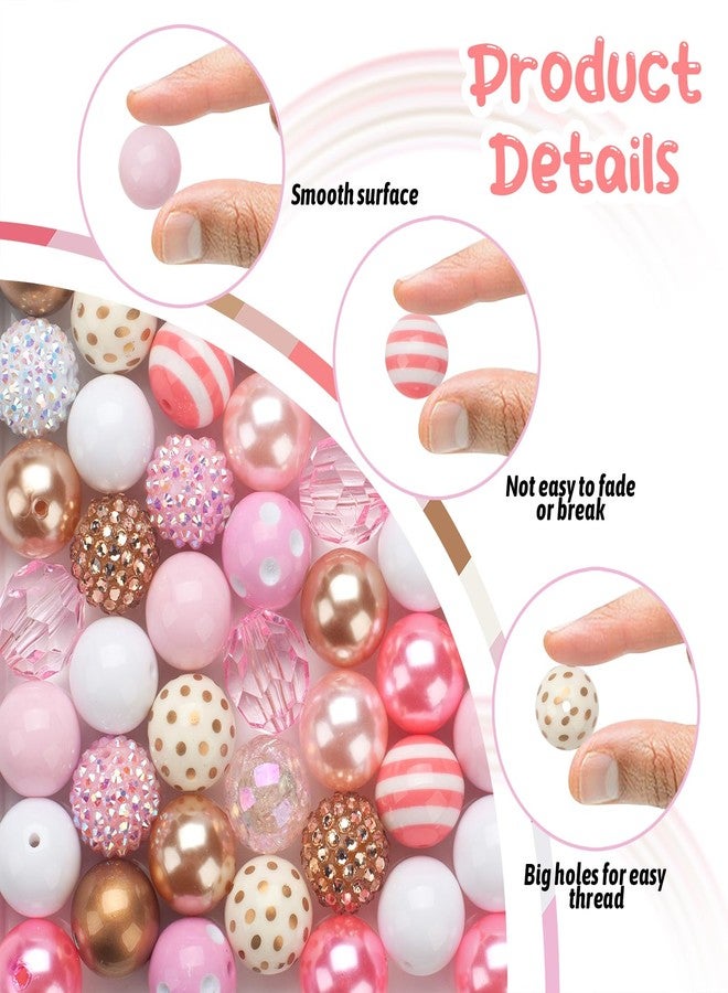 Jeacksy 50pcs Bubblegum Beads 20mm Bulk Mix, DIY Pen Beads Colorful Chunk Bubble Gum Beads with Round Spacers, Extender Chains, Beading Cord for Pen Bag Chain Crafts Bracelet Necklace Jewelry Making - Image 3